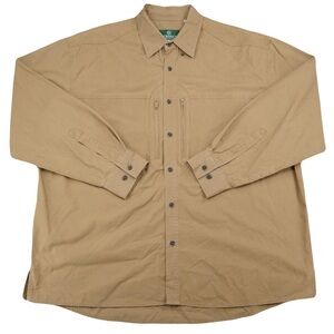 Schnee’s Mens Patrol Shirt Bozeman Khaki Cotton Beige Long Sleeve Button size XL